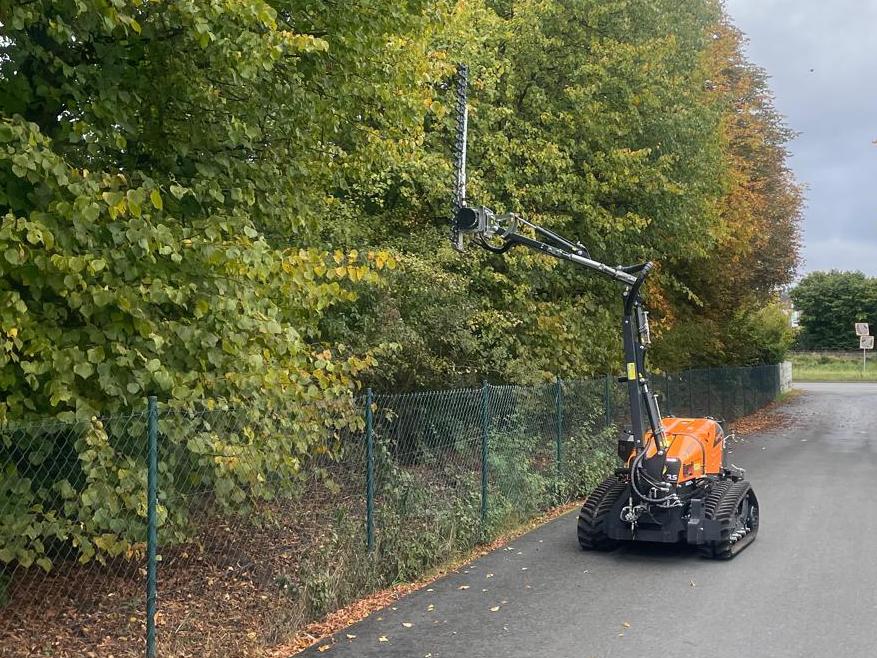 Mähraupe mit HeckenAusleger